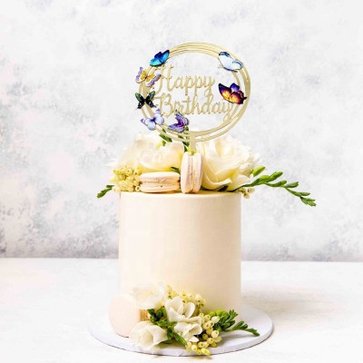 Artistic Butterfly Happy Birthday Acrylic Cake Toppers for Cake Decoration